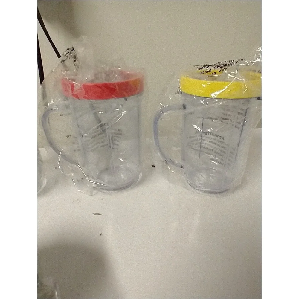 4 Magic Bullet Blender Mugs Cups With‎ Rings & Lids Replacement Parts